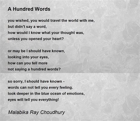 A Hundred Words A Hundred Words Poem By Malabika Ray Choudhury