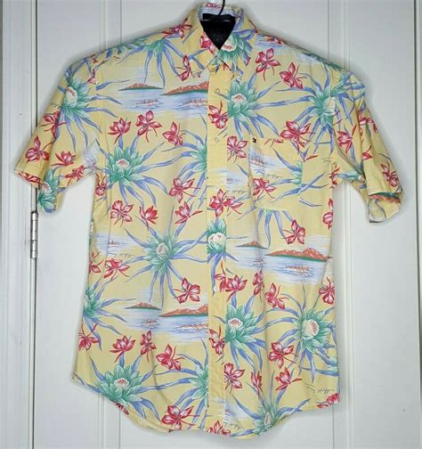 Tommy Hilfiger Size M Yellow Tropical Hawaiian Aloha Friday Shirt Short