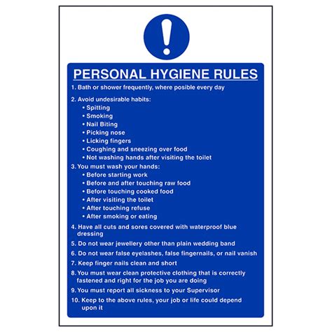 Personal Hygiene Rules Hygiene Signs Signs Posters And Wallcharts
