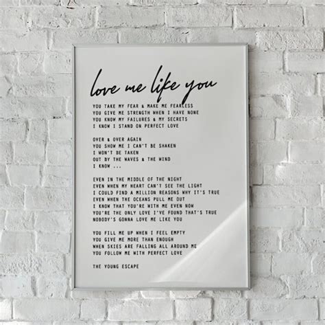 Love Me Like You Lyrics Digital Printable The Young Escape
