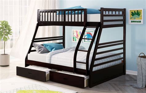 Hh20 Twin Over Full 2 Drawers Bunk Bed Espresso