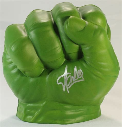 Stan Lee Signed The Incredible Hulk Hand With Display Case Psa Loa