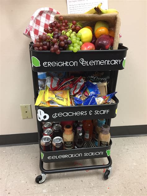 teacher appreciation station staff celebration statio n ikeacart ikea cart snack cart
