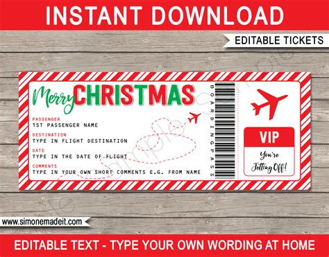 Christmas Boarding Pass Template Free Free Printable Templates