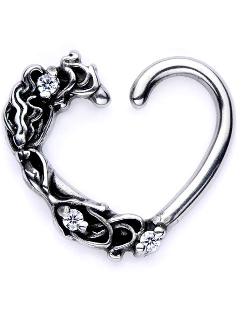 Body Candy Body Piercing Jewelry 316l Stainless Steel 16g Right Closure Daith Floral Heart