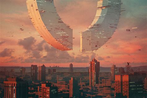Giant Circular Spaceship Hovering Above A City By Mike Winkelmann
