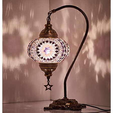 DEMMEX 33 Colors Turkish Moroccan Mosaic Table Lamp Swan Neck