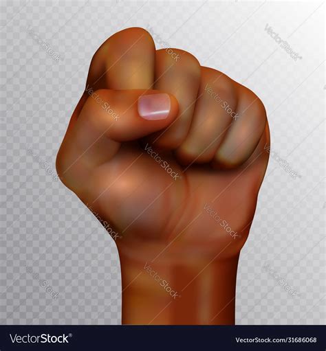 African American Human Fist Raised Up Isolated Vector Image