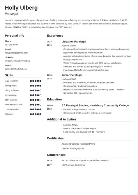 Paralegal Resume Example With Skills Tips For 2024