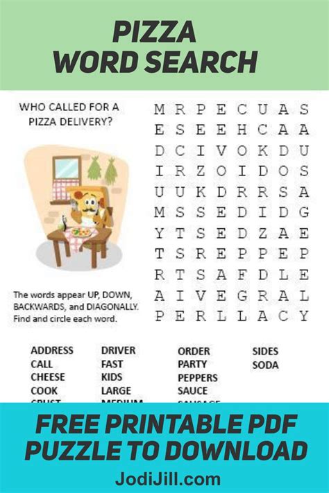 Pizza Word Search Puzzle In 2020 Free Printable Puzzles Word Search Puzzle Word Search