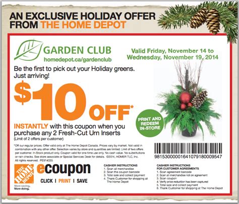 Here you can find the biggest available collection of house & garden coupons and online codes. The Home Depot Canada Garden Club Coupons: Save $10 When ...