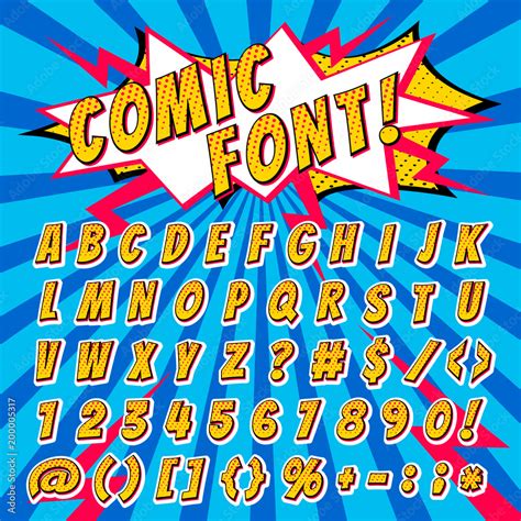 Plakat Comic Font Vector Cartoon Alphabet Letters In Pop Art Style And