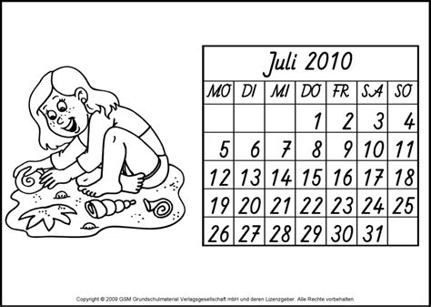 Ausmal Kalenderblatt Für Juli 2010 Medienwerkstatt Wissen © 2006 2017