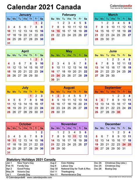 Canada Calendar 2021 Free Printable Pdf Templates