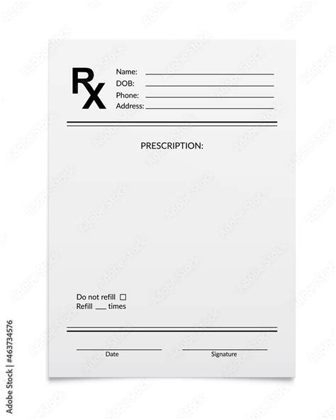Medical Prescription Rx Form Pharmacy And Hospital Realistic Vector