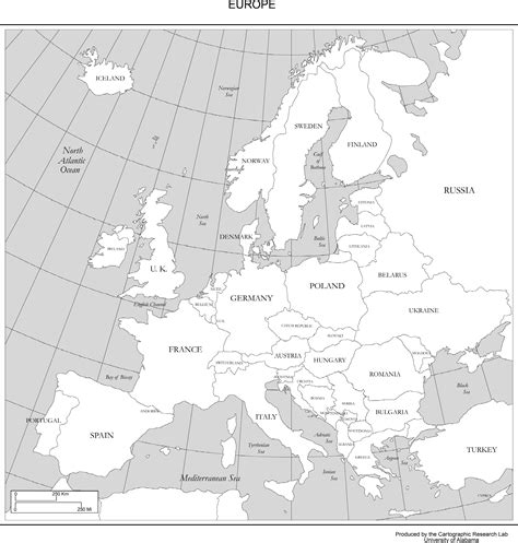 Europe Map Black And White Printable