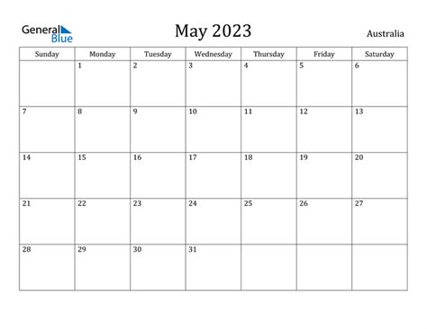 May 2023 Calendar With Australia Holidays
