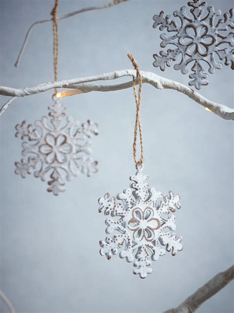 New Ten White Metal Snowflakes Christmas Tree Decorations Hobby