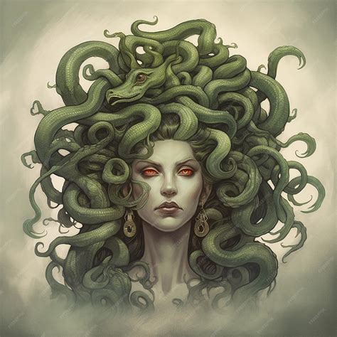 Premium Ai Image Medusa Gorgon Scary Mythical Creature Woman With