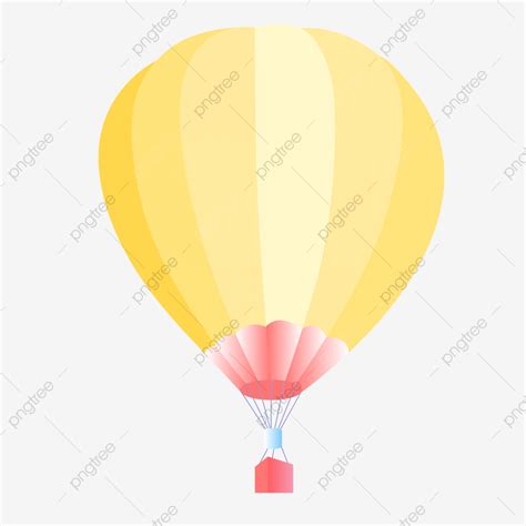 Gambar Balon Udara Panas Kartun Minimalis Berwarna Kuning Clipart