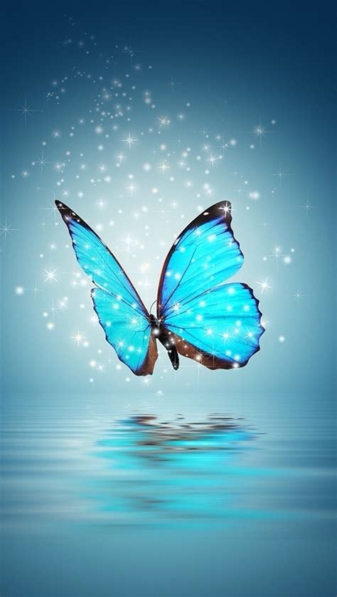Background Beautiful Blue Butterfly Magic Sparkle Wallpaper