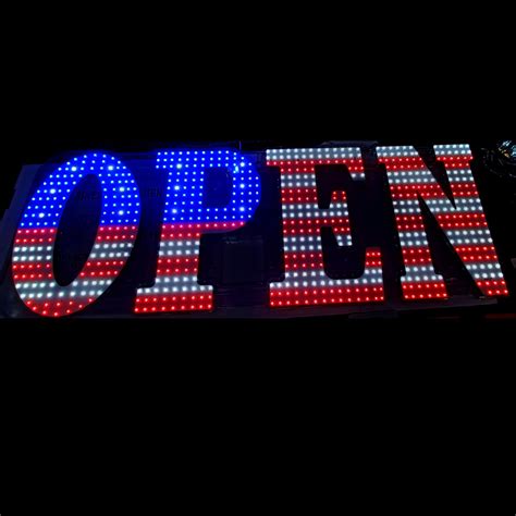 Very Bright Led White And Red And Blue Color Open Sign Large 48″x17