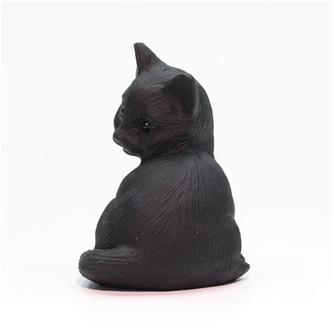 Natural Obsidian Cat Carving Handmade Sculpture Crystal Etsy