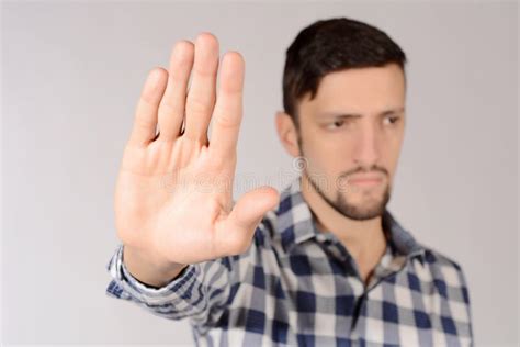 Portrait Disgusted Angry Man Stop Hand Gesture Stock Photos Free