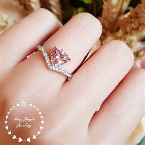 Trilliant Cut Pink Diamond Ring Tiara Ring Pink Diamond Engagement Ring Pink Engagement Ring