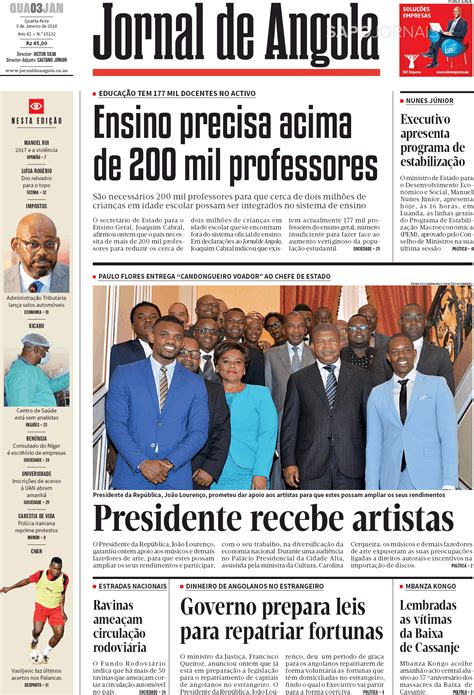 Jornal De Angola 3 Jan 2018 Jornais E Revistas Sapo