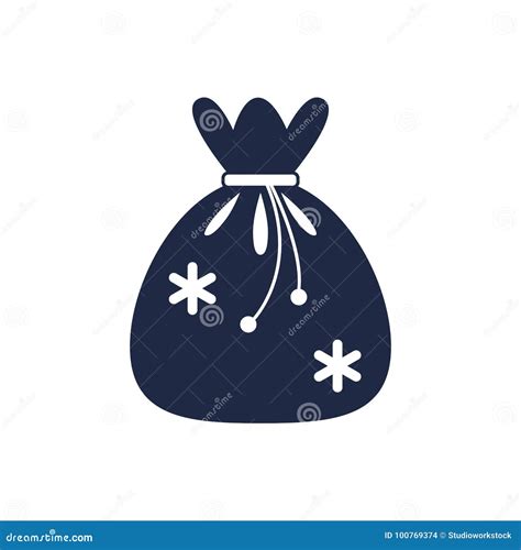 Christmas Gift Bag Isolated Vector Icon Stock Vector Illustration Of