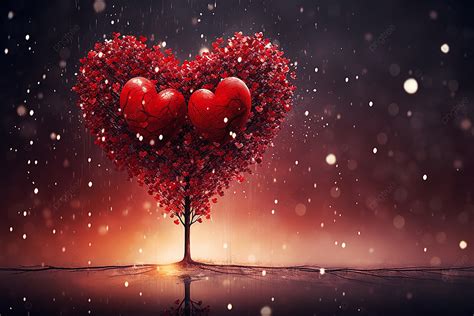 Beautiful Heartfelt Valentines Day Scene On A Deep Maroon Background