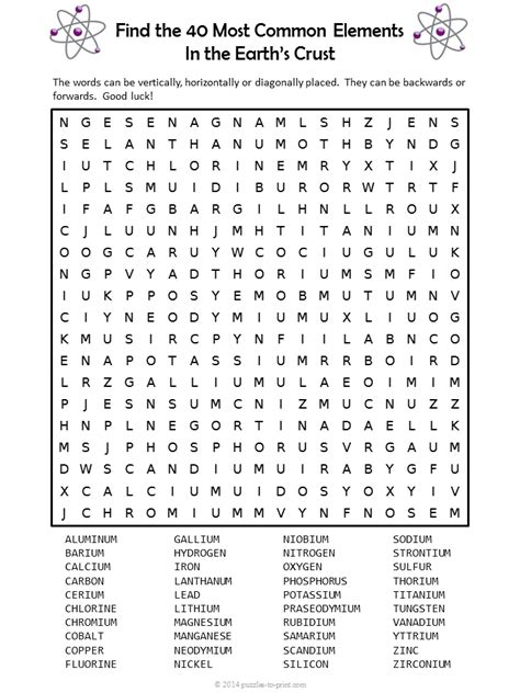 Some of the puzzles in. Element Word Search