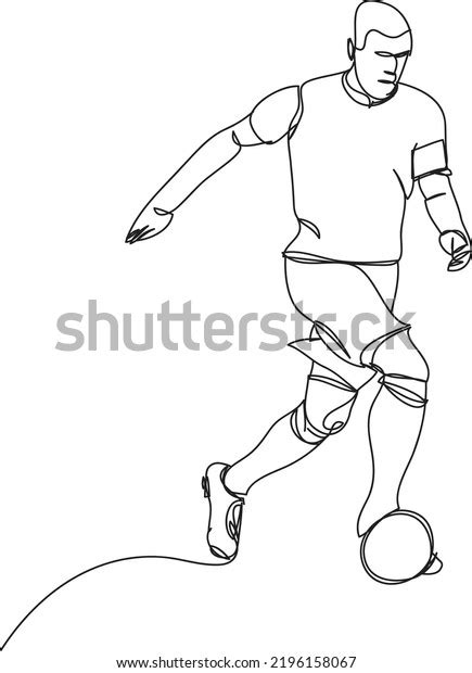 Football Player Line Drawing Vector Illustration Stock Vector Royalty