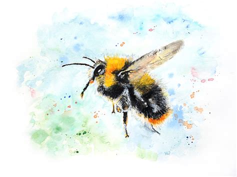 Bee Painting Print Bee Wall Art Painting Of Bumble Bee Etsy