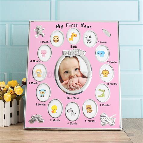 My First Year Baby Photo Frame Set Newborn Babys 12 Months Christening