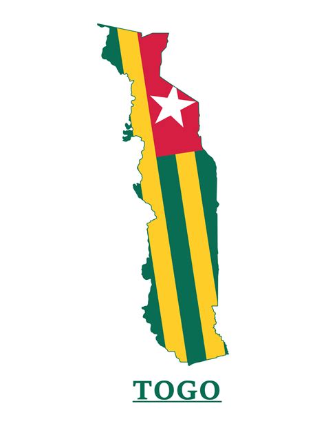 Togo National Flag Map Design Illustration Of Togo Country Flag Inside