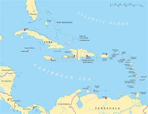 The lesser antilles are an archipelago in the southeastern caribbean, forming a barrier between the caribbean sea and the atlantic ocean. Large And Lesser Antilles Political Map Stock Vector ...