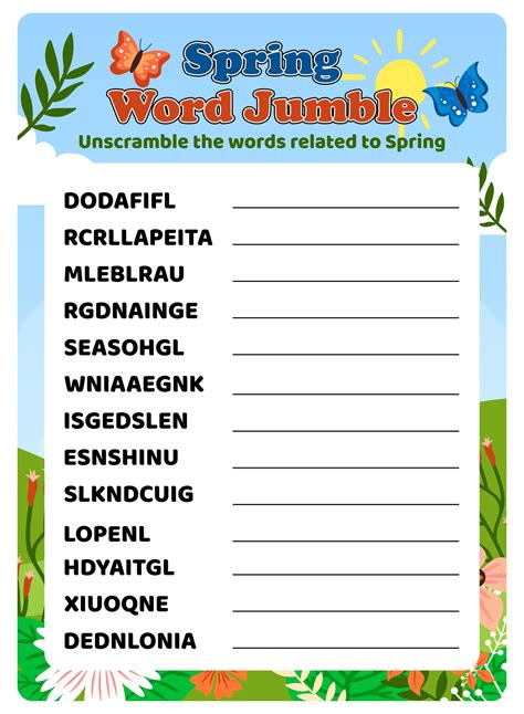 Jumbled Words Worksheet