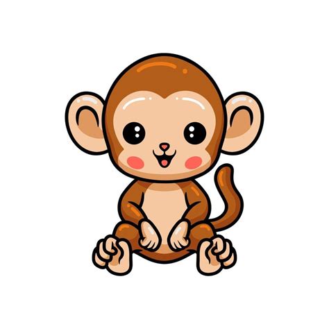 Cute Baby Monkey Cartoon Sitting 9877293 Vector Art At Vecteezy