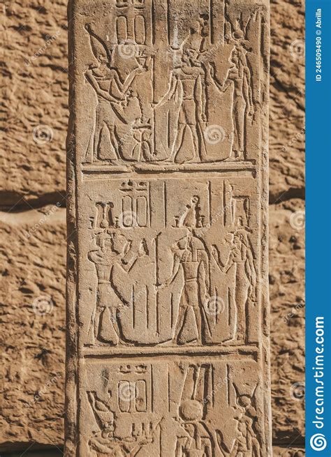 Ancient Egyptian Writing Egyptian Hieroglyphs Wall Inscriptions Stock