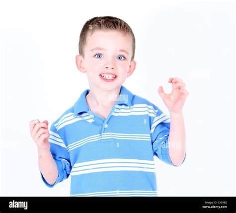 Little Boy Being Silly In Studio Stock Photo Alamy