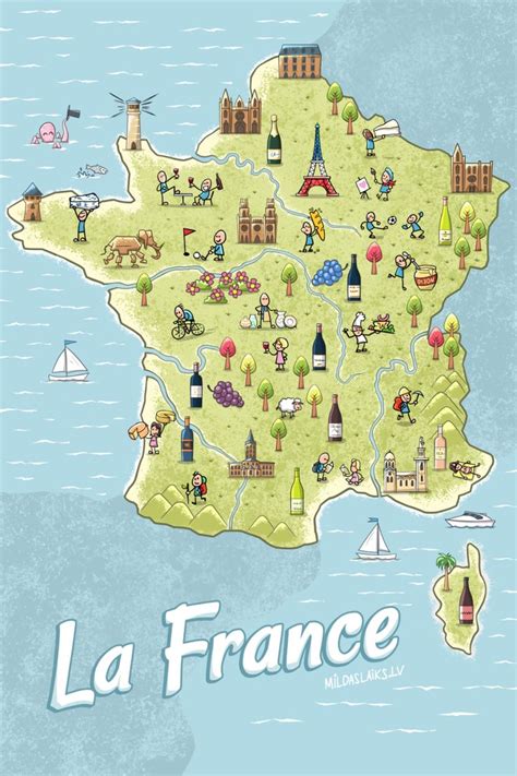 Illustrated Map Of France France Map Illustrated Map Map