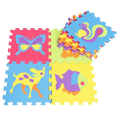 9pcs Interlocking Child Kids Soft Foam Tiles Coloured Play Mat Floor