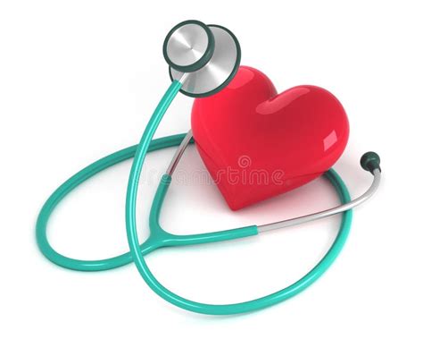 3d Render Of Red Heart And Medical Stethoscope Stock Illustration