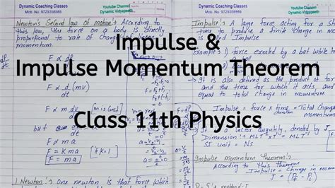Impulse Impulse Momentum Theorem Chapter 5 Laws Of Motion Class