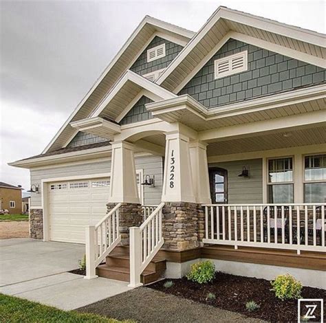 Completely free and completely online. Light And Sage Green With Brown Stacked Stone House in ...