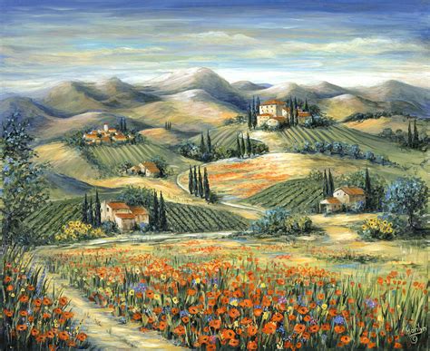 Tuscan Villa And Poppies Painting By Marilyn Dunlap