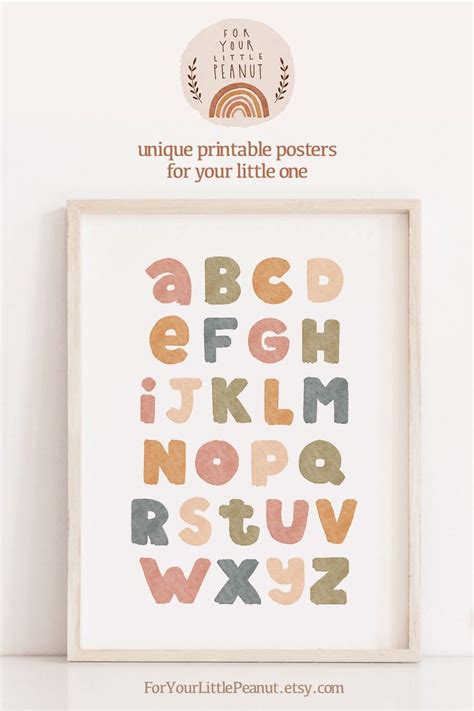 Nursery Wall Art Abc Poster Alphabet Poster Literacy Skills Early