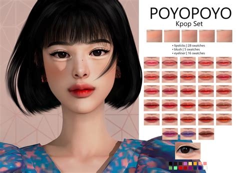 Poyopoyo Kpop Makeup Set The Sims 4 Skin The Sims 4 Pc Sims 4 Teen